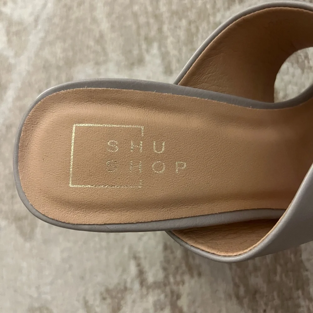 ShuShop Platform Mule Sandals in Light Taupe